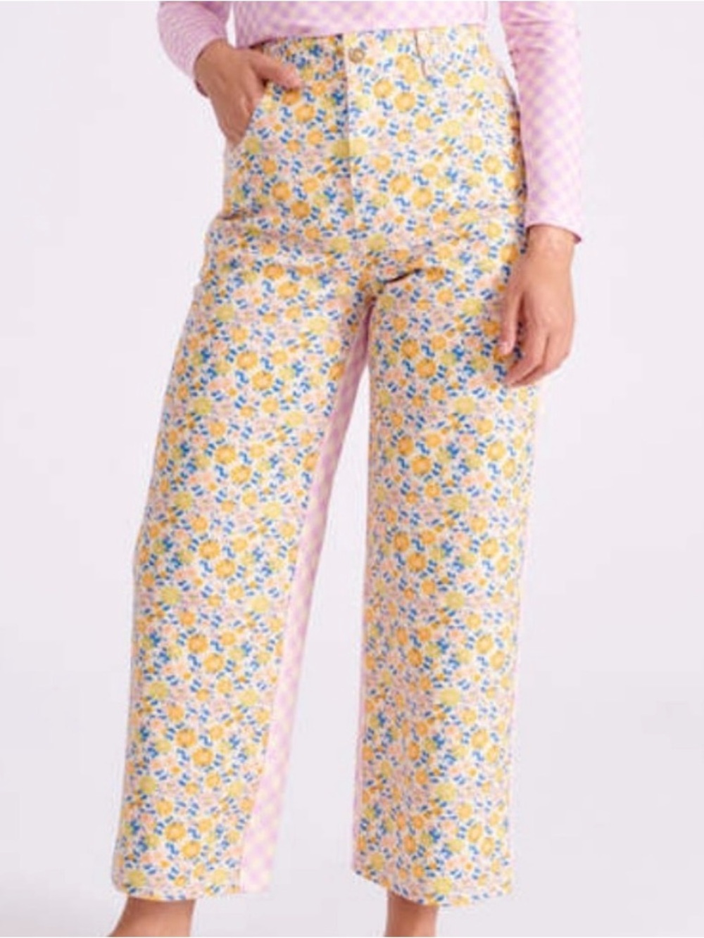 Talulah Floral Gingham Pants L